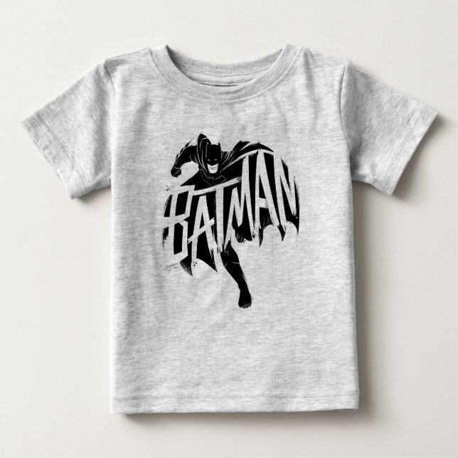 T-shirt Pour Bébé Nom de la brosse d'encre Batman (Devant)