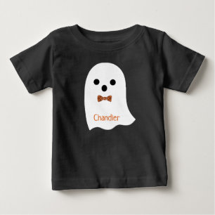 T-shirt Pour Bébé Nom de l'enfant mignon Halloween Ghost Plaid Bow