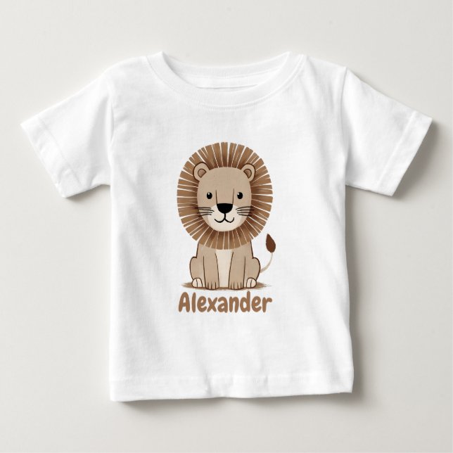 T-shirt Pour Bébé Nom de lion mignon personnalisable (Devant)