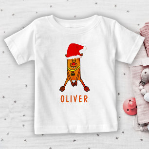 T-shirt Pour Bébé Nom du dessin du Cerf mignon avec Santa Hat