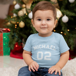 T-shirt Pour Bébé Nom du petit garçon Jersey Numéro Sport Coton doux
