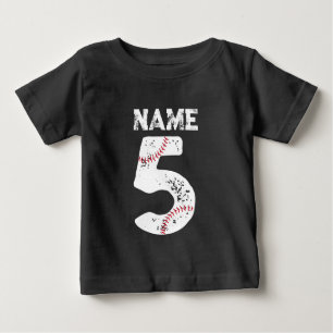 T-shirt Pour Bébé Nom et numéro 5 Baseball, Baseball Team