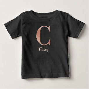 T-shirt Pour Bébé Nom personnalisable lettre d'or rose C