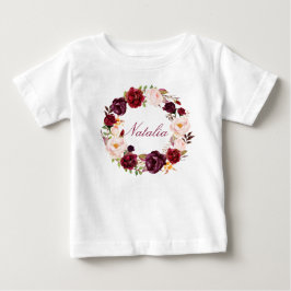 T-shirt Pour Bébé Nom personnalisé Baby Girl Aquarelle Floral-11