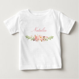 T-shirt Pour Bébé Nom personnalisé Baby Girl Aquarelle Floral-12