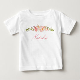 T-shirt Pour Bébé Nom personnalisé Baby Girl Aquarelle Floral-13
