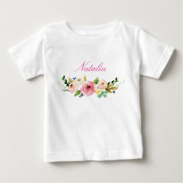 T-shirt Pour Bébé Nom personnalisé Baby Girl Aquarelle Floral-7