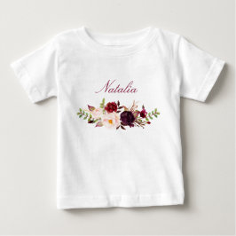 T-shirt Pour Bébé Nom personnalisé Baby Girl Aquarelle Floral-8