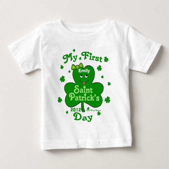 T-shirt Pour Bébé Nom personnalisé Baby Girl's First St. Patrick's D (Devant)