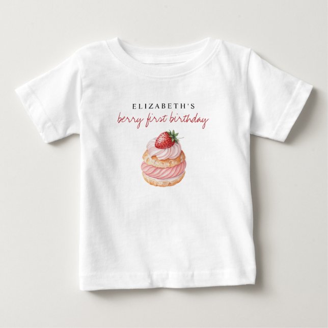 T-shirt Pour Bébé Nom personnalisé Berry Premier Anniversaire (Devant)