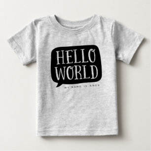 T-shirt Pour Bébé Nom personnalisé Black Hello World