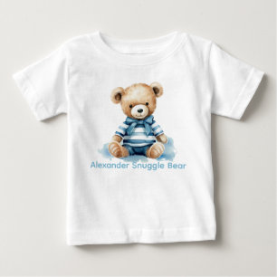 T-shirt Pour Bébé Nom personnalisé Blue Teddy Bear Baby Shirt