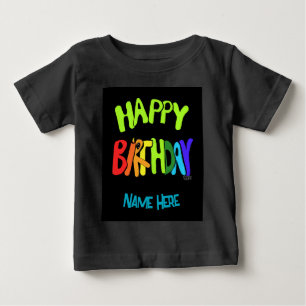 T-shirt Pour Bébé Nom personnalisé Bright and Happy Birthday Toddler