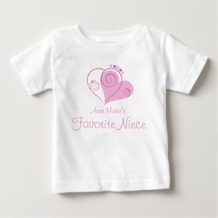 T-shirt Pour Bébé Nom personnalisé Coeurs roses de la nièce préférée
