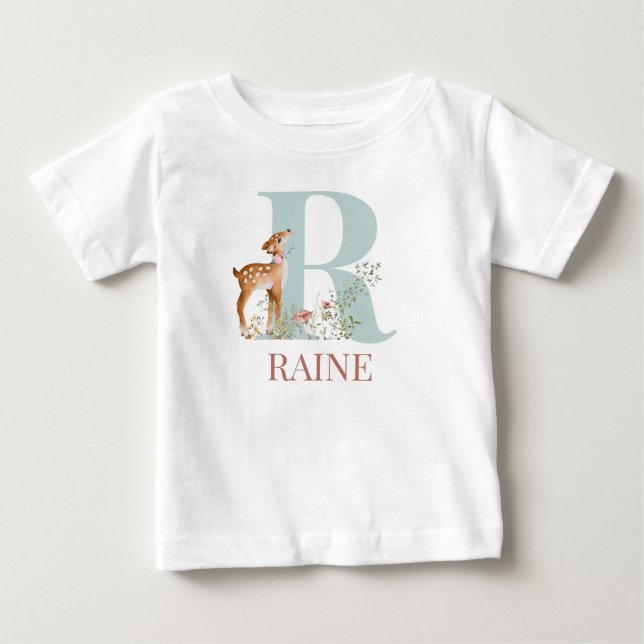 T-shirt Pour Bébé Nom personnalisé Lettre initiale R (Devant)