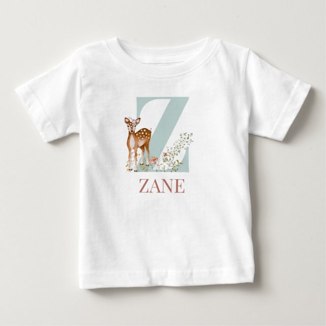 T-shirt Pour Bébé Nom personnalisé Lettre initiale Z (Devant)