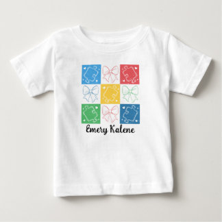 T-shirt Pour Bébé Nom personnalisé Retro À damiers Sensibilisation s