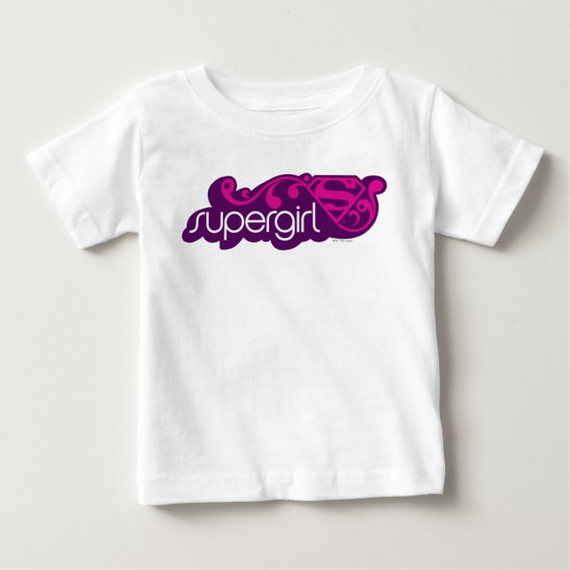 T-shirt Pour Bébé Nom Super Supergirl et Bouclier S (Devant)
