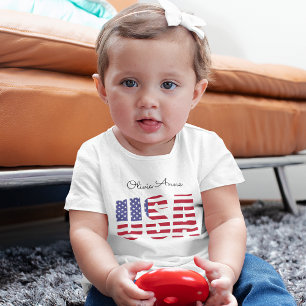 T-shirt Pour Bébé Nom USA, Nouveau-né à 24mos Fine Jersey