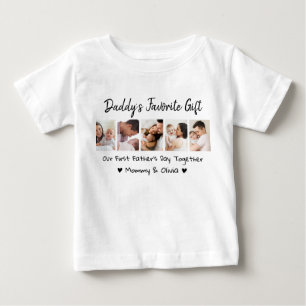 T-shirt Pour Bébé Notre première Fête des pères Ensemble 5 Photo Col
