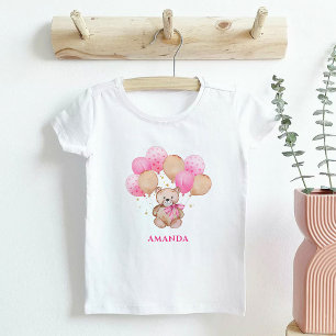 T-shirt Pour Bébé Nounours en peluche ballons roses T-Shirt bébé