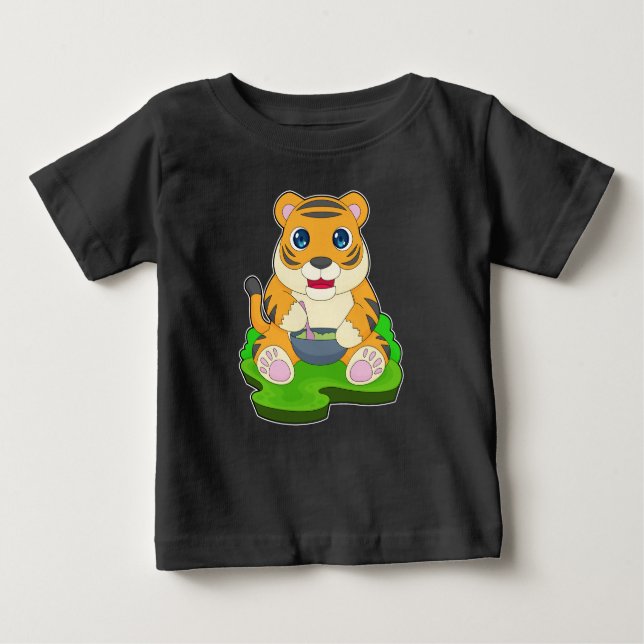 T-shirt Pour Bébé Nourriture du bol de tigre (Devant)