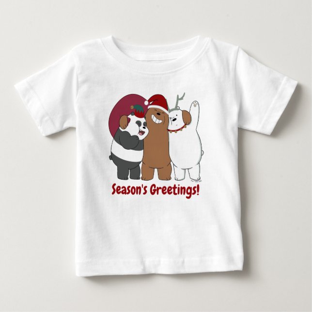 T-shirt Pour Bébé Nous Ours Nus - Bonnes Fêtes (Devant)