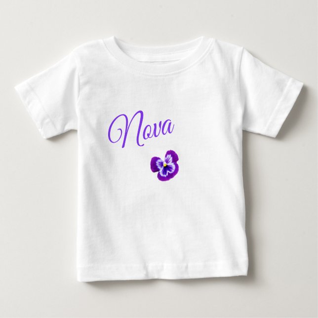 T-shirt Pour Bébé Nova, nom de fille avec une jolie pensée violette, (Devant)