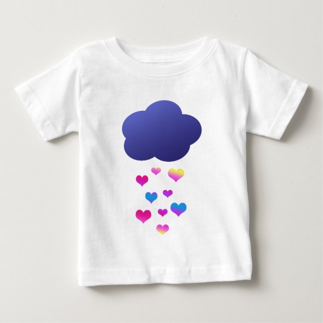 T-shirt Pour Bébé Nuage de pluie et coeurs en baisse (Devant)