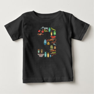 T-shirt Pour Bébé Numéro 3 Bugs Insectes Beetles Thème 3 Year old