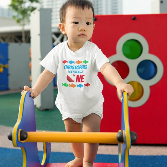 T-shirt Pour Bébé O-Fish-Ally Une pêche 1er anniversaire (Créateur téléchargé)