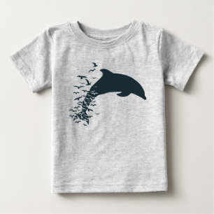 T-shirt Pour Bébé Océan Dauphin Mouettes Nature