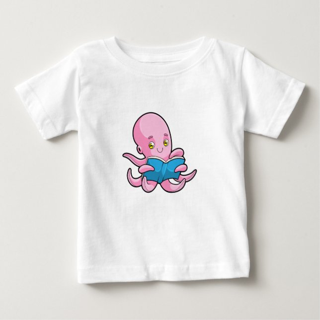 T-shirt Pour Bébé Octopus à la lecture d&#x27;un livre (Devant)