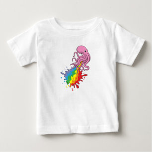 T-shirt Pour Bébé Octopus avec arc-en-ciel