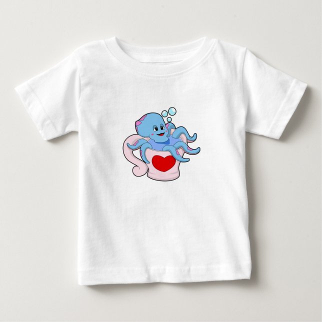 T-shirt Pour Bébé Octopus avec Coeur Cup.PNG (Devant)