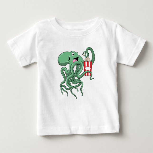 T-shirt Pour Bébé Octopus avec Popcorn (Devant)