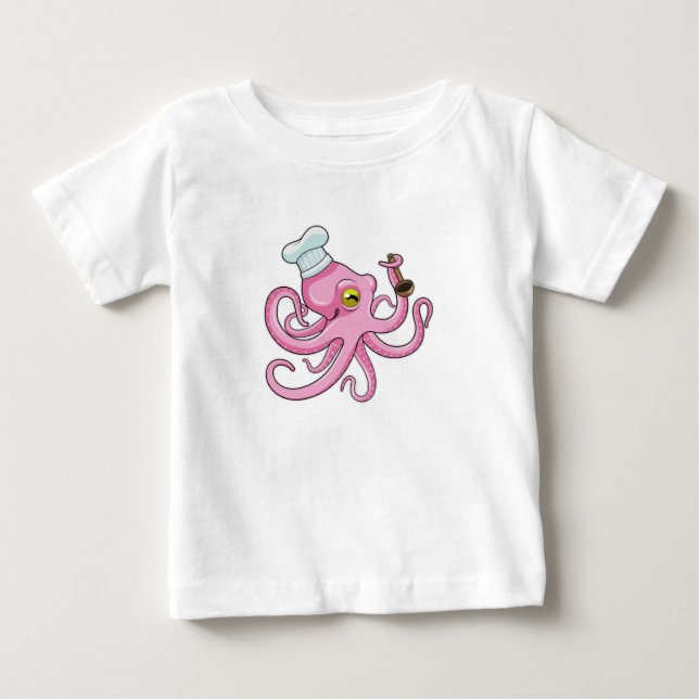 T-shirt Pour Bébé Octopus comme cuire avec cuillère en bois (Devant)