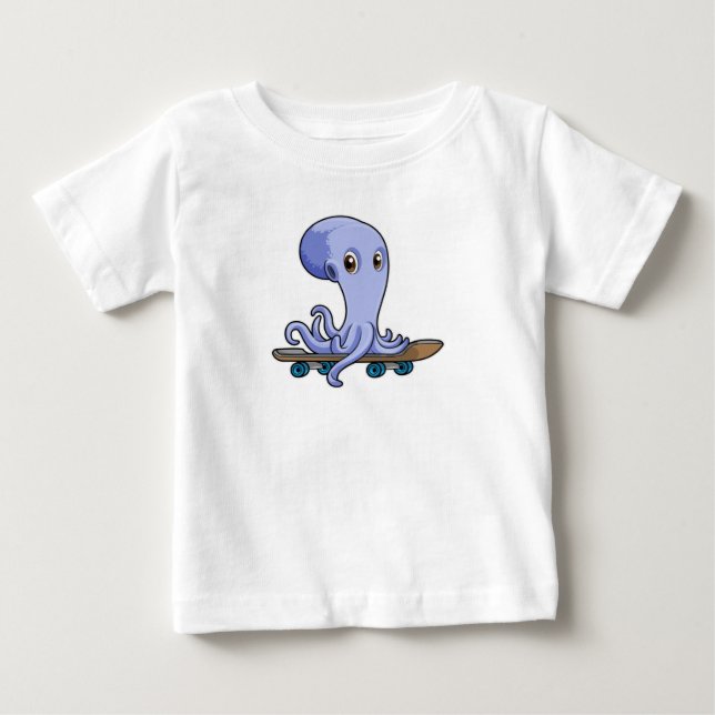 T-shirt Pour Bébé Octopus comme patineur avec skateboard (Devant)