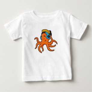 T-shirt Pour Bébé Octopus en musique avec casque