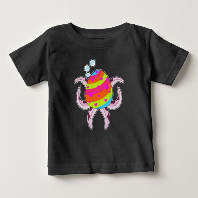 T-shirt Pour Bébé OEuf de Pâques Octopus (Devant)