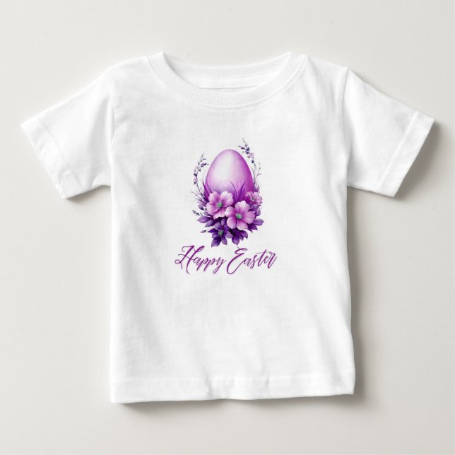 T-shirt Pour Bébé OEuf de Pâques Rose en floraison (Devant)