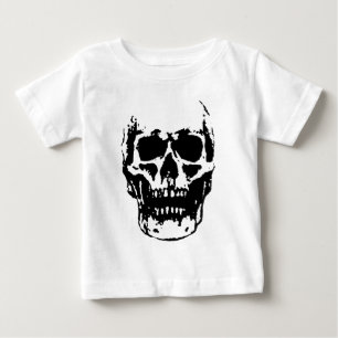 T-shirt Pour Bébé Œuvre d'art crâne noir et blanc Pop