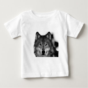 T-shirt Pour Bébé Oeuvre de Loup noir et blanc