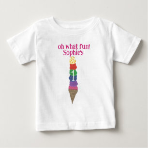 T-shirt Pour Bébé Oh quel plaisir ! Glace d'anniversaire personnalis