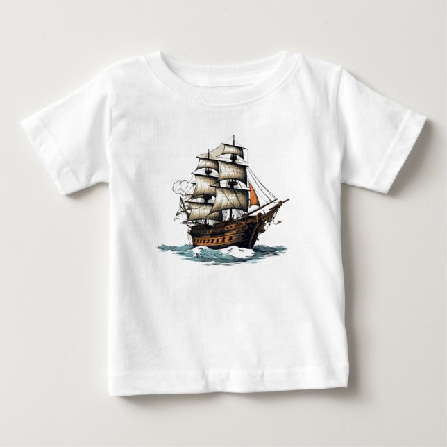 T-shirt Pour Bébé Ohé ! Navire Pirate 8e Anniversaire (Devant)