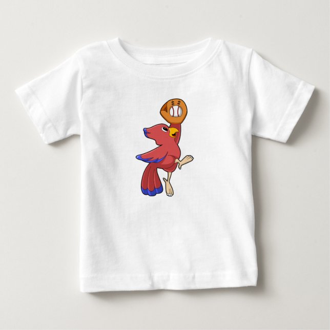 T-shirt Pour Bébé Oiseau au baseball avec gant de baseball (Devant)