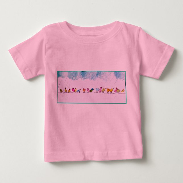 T-shirt Pour Bébé Oiseaux chantant dans la chemise de nourrisson de (Devant)