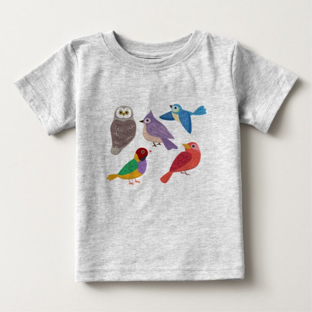 T-shirt Pour Bébé Oiseaux colorés (Devant)