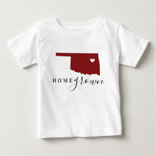 T-shirt Pour Bébé Oklahoma Fierté Locale Rouge Grenat et Noir