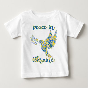 T-shirt Pour Bébé Olive branche colombe de paix drapeau ukrainien co